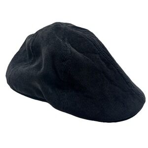 Levi's Black Newsboy Ivy Flat Cap Hat Size S/M Stretch Polyester Blend